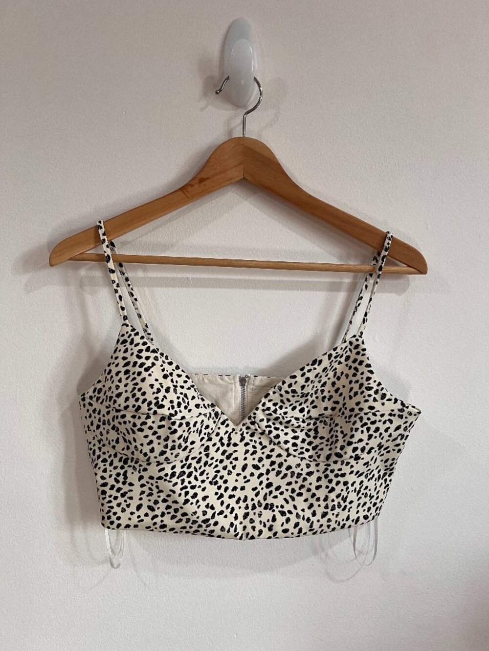 Women's Cow Animal Print Isla Crop V Top Zip Back Summer Spring